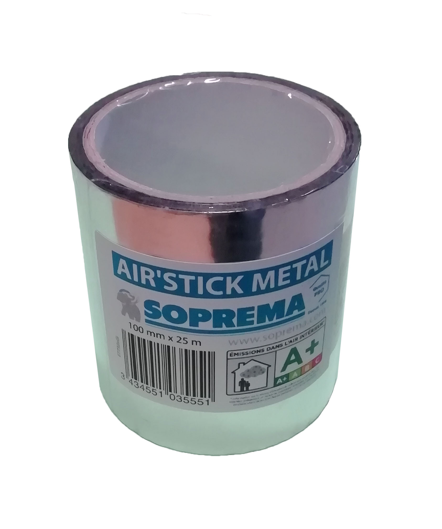 Ruban adhésif pour isolant mince métalisé Air'Stick Métal SOPREMA® 25m x 100mm